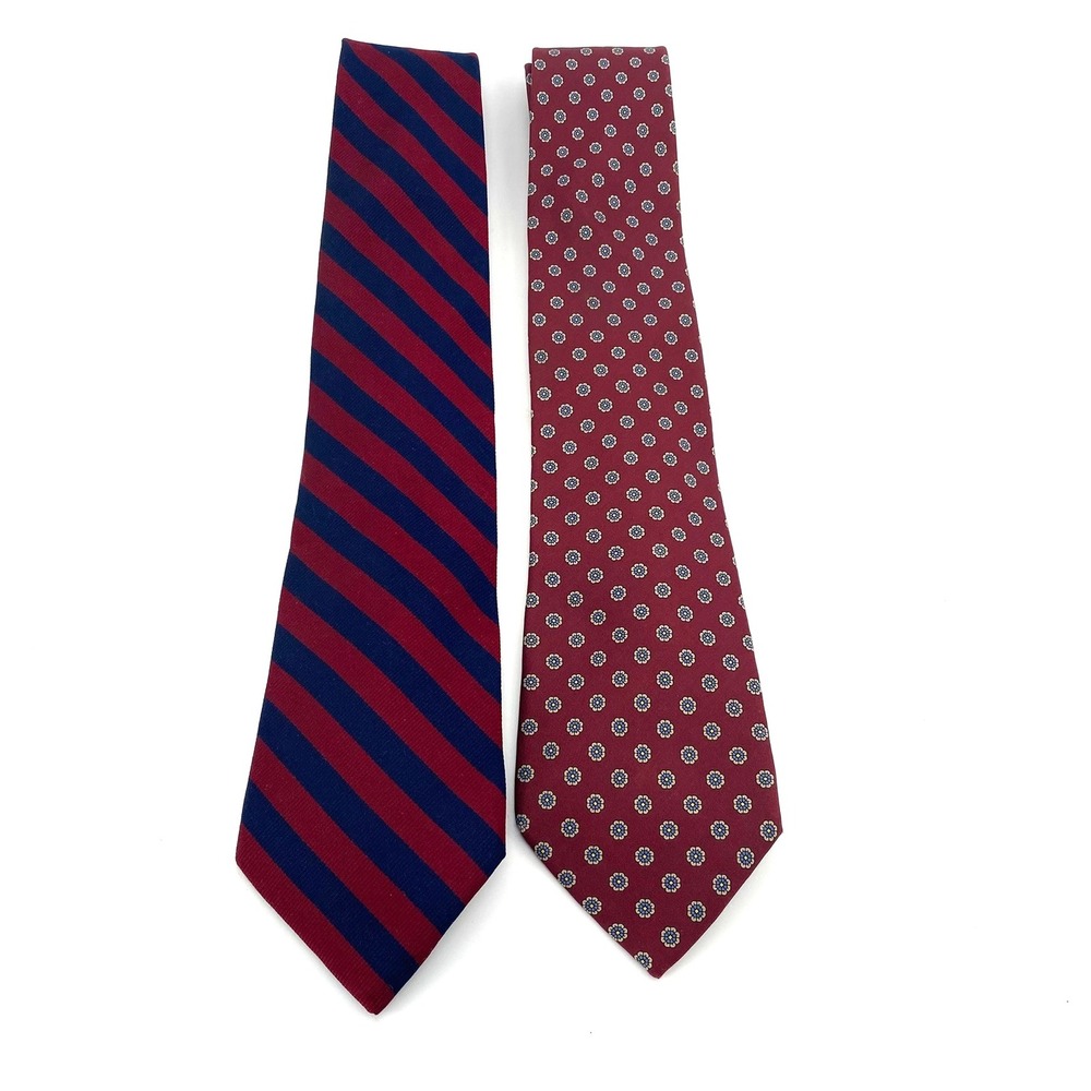Thukker's Tiesmiths Tall Man Burgundy Blue Striped Patterned Necktie LONG 3.5x63 - Picture 3 of 3